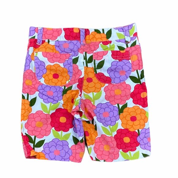Gymboree Floral Bermuda Shorts Sz 5 Adjustable Waist Pink Purple Orange Green - Picture 4 of 4